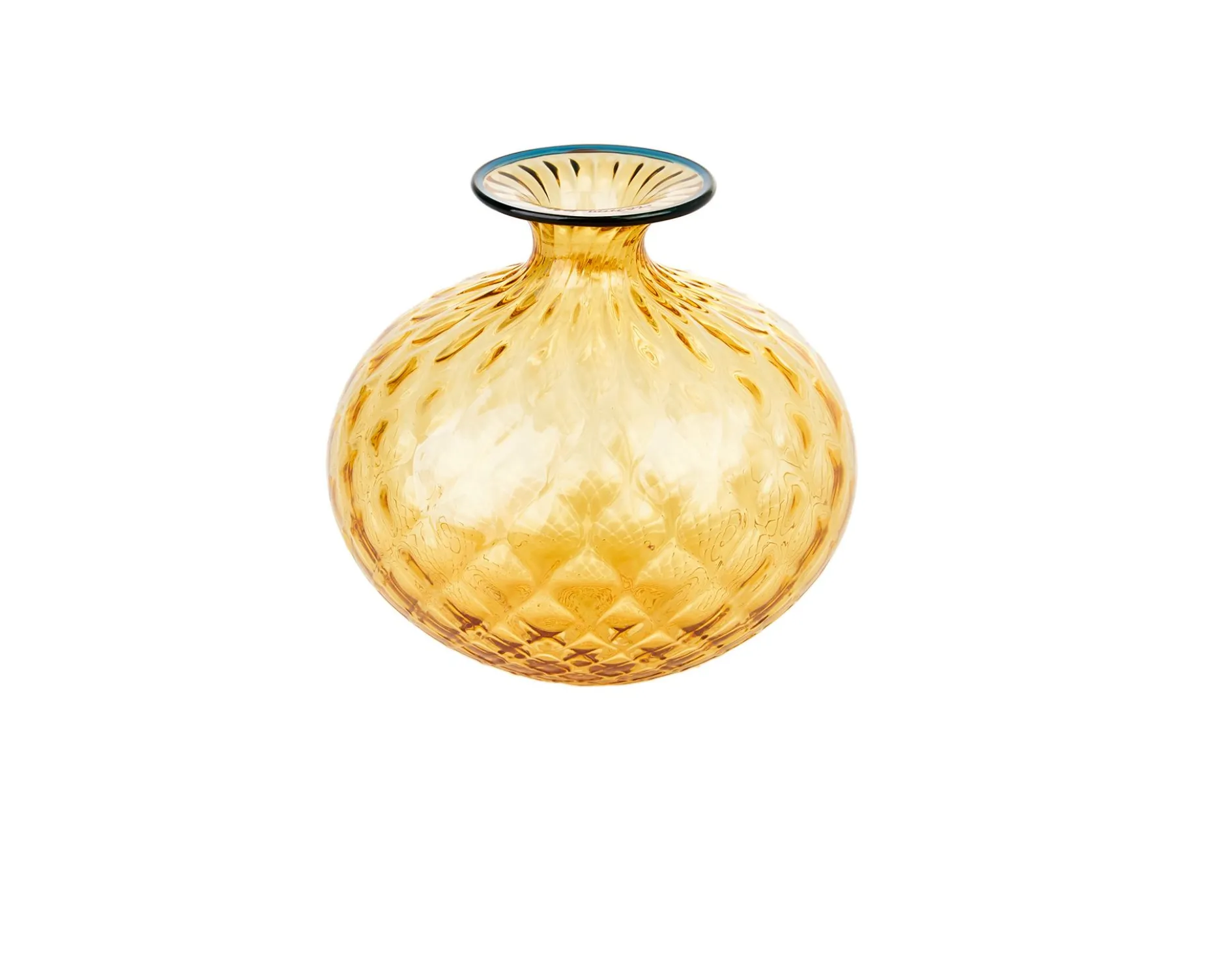 Vaso monofiore balloton vetro di murano ambra con filo orizzonte Venini