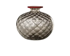 Vaso monofiore balloton vetro di murano talpa con filo rosso Venini
