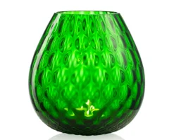 Vaso portacandela macramè l vetro di murano verde pino Nasonmoretti