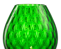 Vaso portacandela macramè l vetro di murano verde pino Nasonmoretti