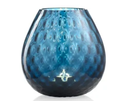 Vaso portacandela macramè l vetro di murano blu avio Nasonmoretti