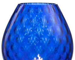 Vaso portacandela macramè l vetro di murano blu Nasonmoretti