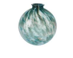 Vaso sfera verde cromo Murrina murano venezia