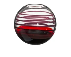 Vaso sfera vetro di murano nero rosso Carlo moretti