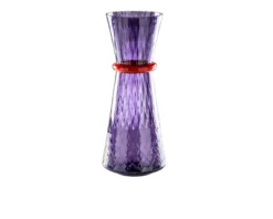 Vaso tiara vetro di murano colore indaco e arancio Venini