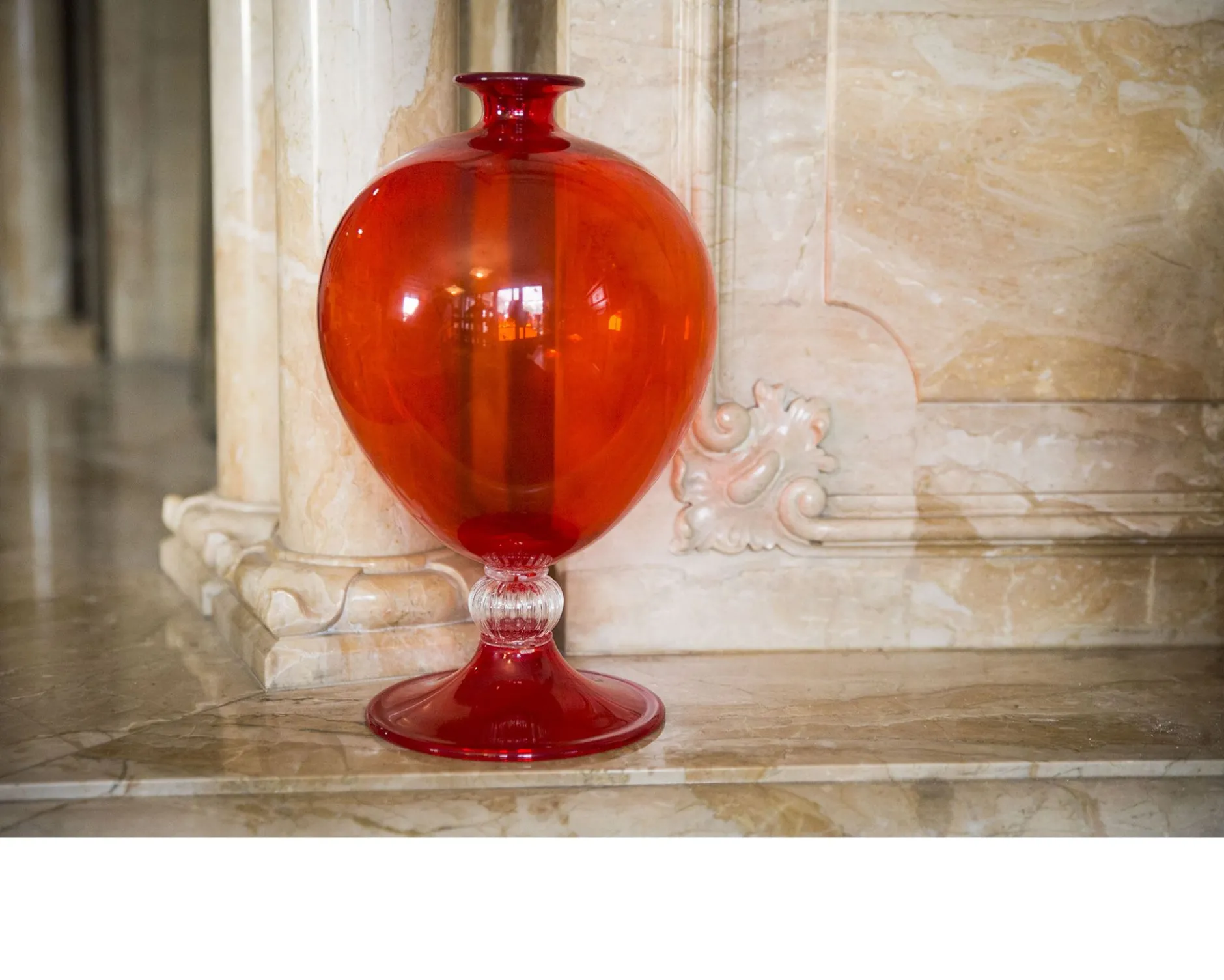 Vaso veronese vetro di murano rosso Venini