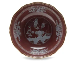 Vassoio rotondo fondo oriente italiano castagna porcellana Richard ginori