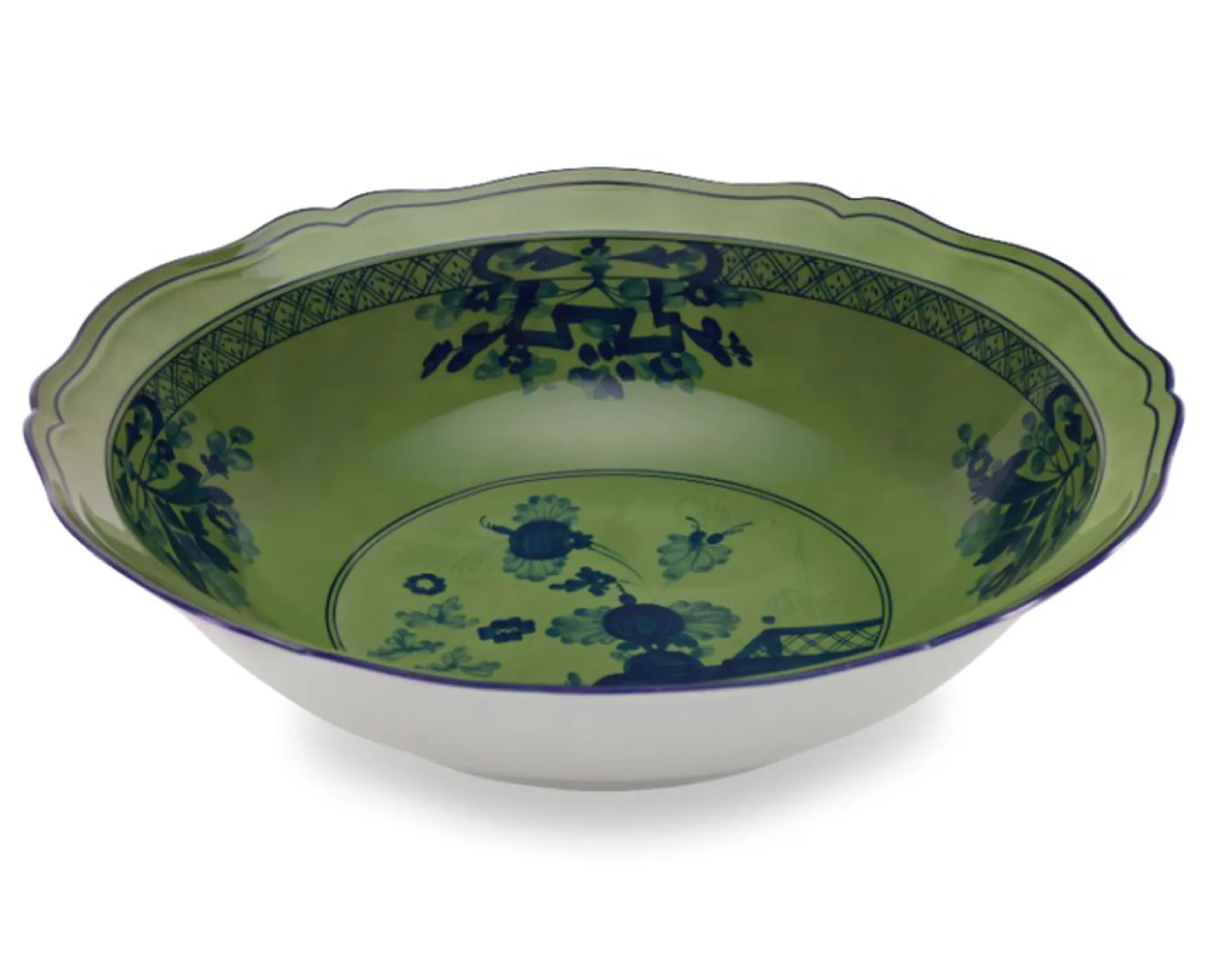 Vassoio rotondo fondo oriente italiano malachite porcellana Richard ginori