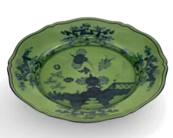 Vassoio rotondo oriente italiano malachite porcellana Richard ginori