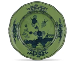 Vassoio rotondo oriente italiano malachite porcellana Richard ginori