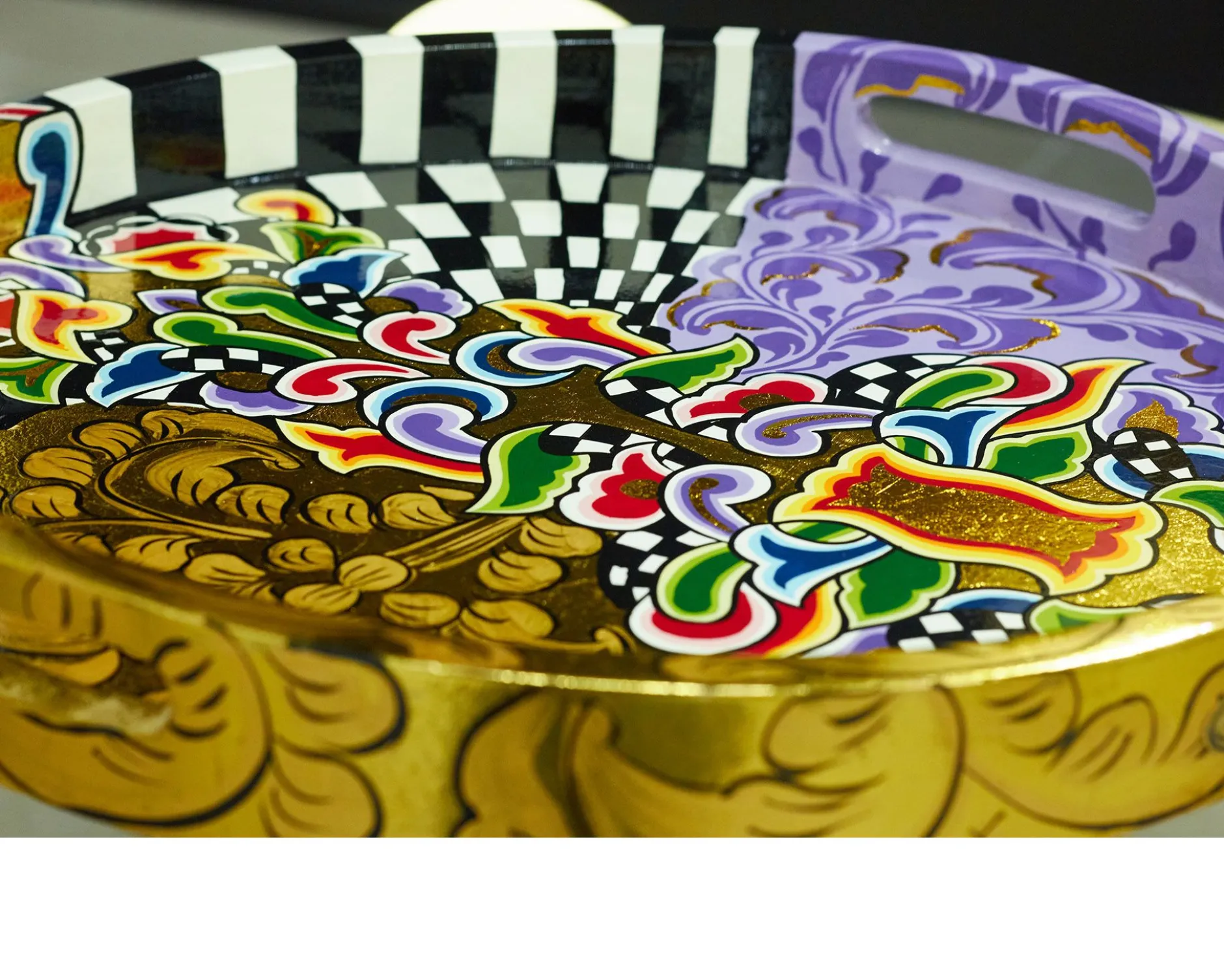 Vassoio rotondo tray round l dipinto a mano Tom's drag