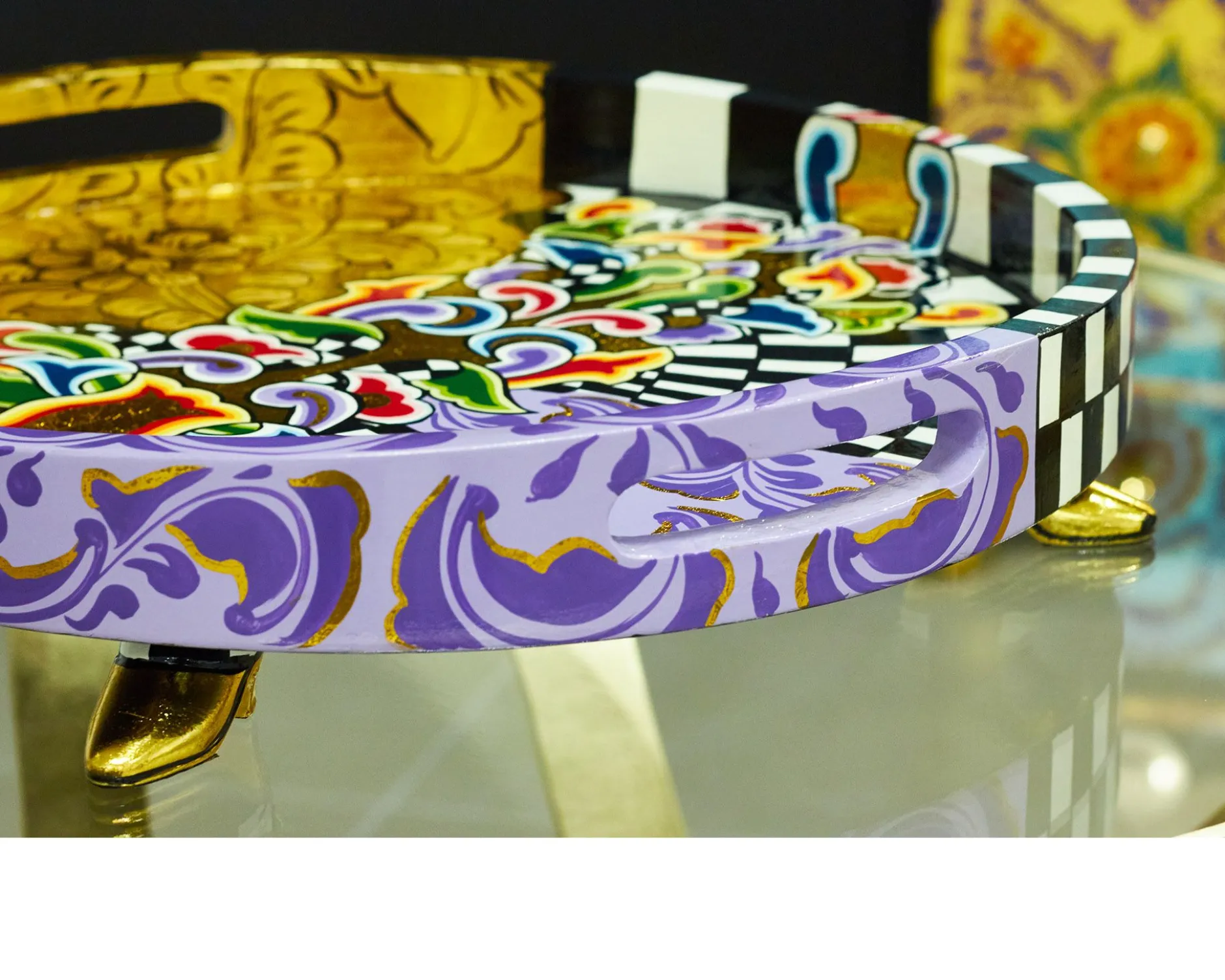 Vassoio rotondo tray round l dipinto a mano Tom's drag