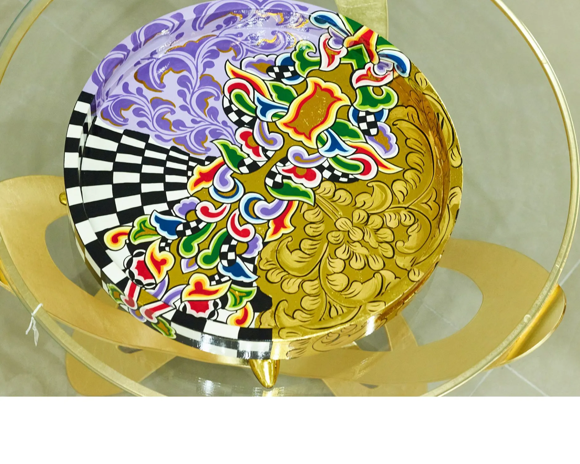 Vassoio rotondo tray round l dipinto a mano Tom's drag