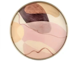 Vassoio tondo dune di seta in vetro decorato L'oca nera