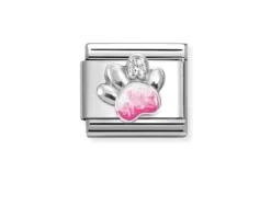 Zampa rosa composable acciaio argento e zirconi Nomination