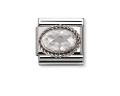 Zircone bianco composable acciaio argento e zirconi Nomination