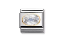 Zircone bianco composable acciaio e oro Nomination