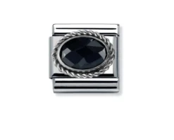 Zircone nero composable acciaio argento e zirconi Nomination